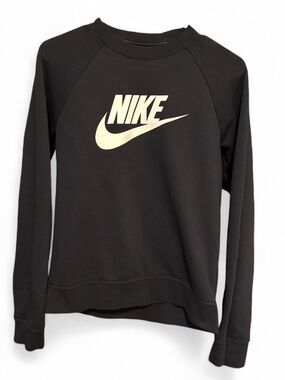 Nike Black Crewneck with Cream Swoosh Logo